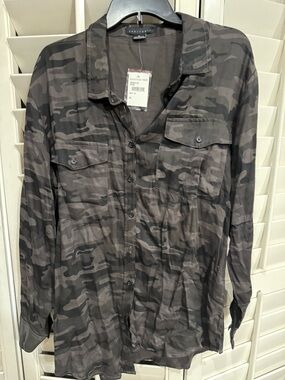 NWT - Black/Gray Camo Button-Down Shirt Jacket